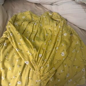 Old Navy Mustard Floral button down blouse